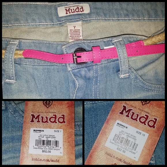 Mudd Belted Jean Shorts Sz 7 & 15 NWT - Picture 2 of 2